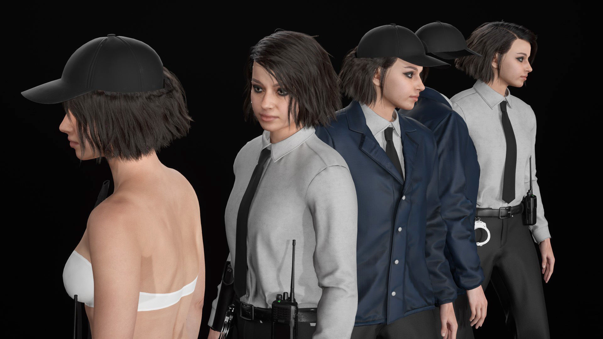 Mens and Womens Prisoner and Agent outfits 3D Model Collection_54