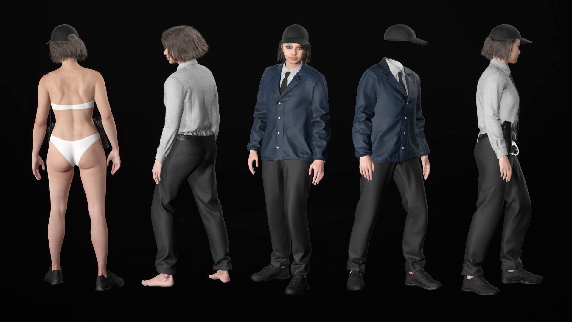 Mens and Womens Prisoner and Agent outfits 3D Model Collection_51