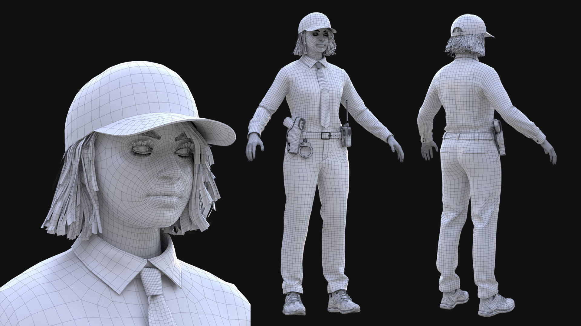Mens and Womens Prisoner and Agent outfits 3D Model Collection_36