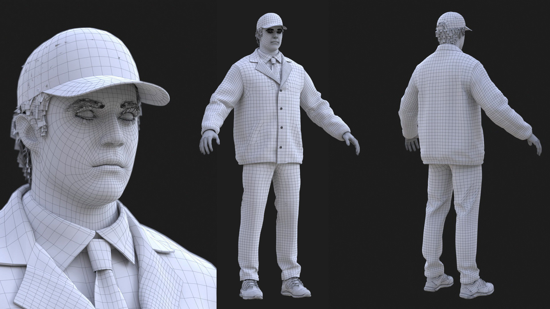 Mens and Womens Prisoner and Agent outfits 3D Model Collection_37