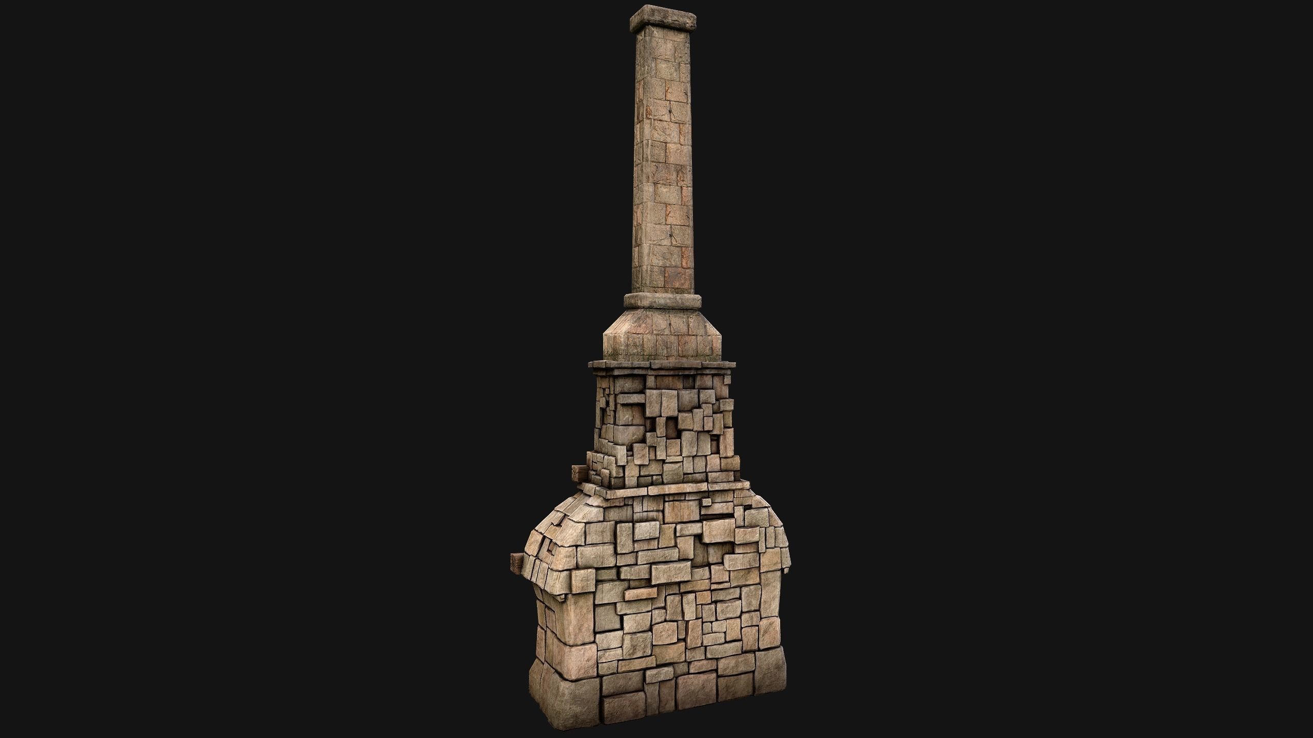Medieval Fireplace Chimney Low-poly 3D model_13