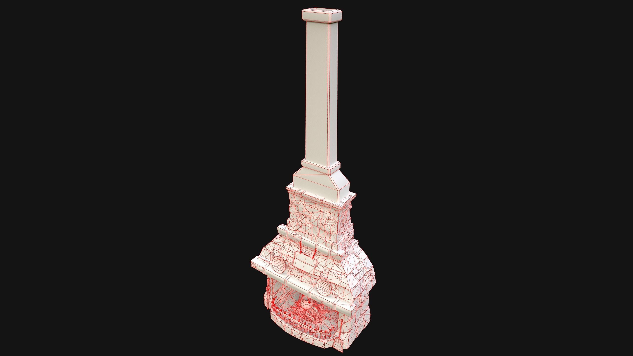 Medieval Fireplace Chimney Low-poly 3D model_23