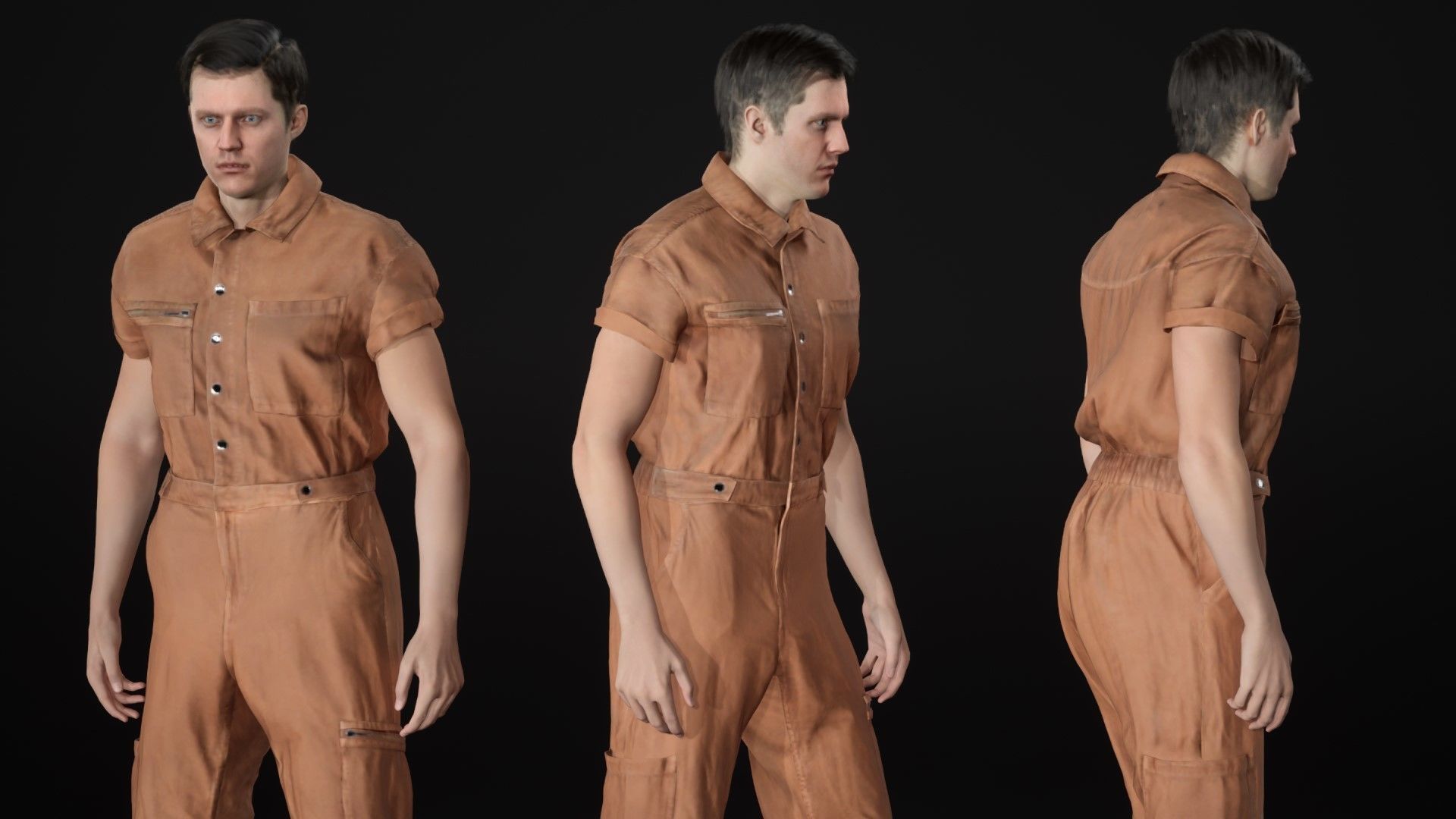 Mens and Womens Miner and Overalls Outfits 3D Model Collection_51