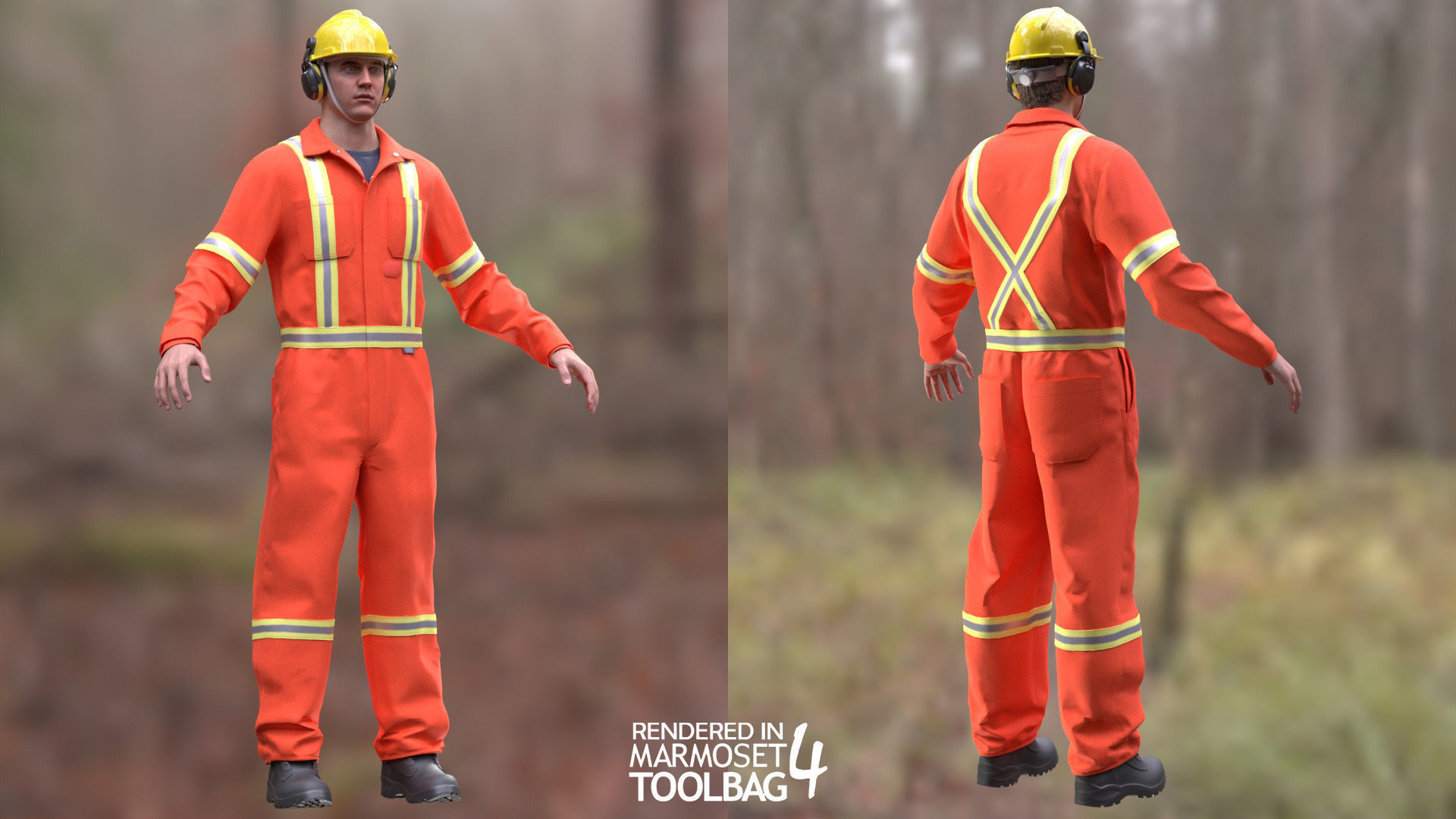 Mens and Womens Miner and Overalls Outfits 3D Model Collection_21