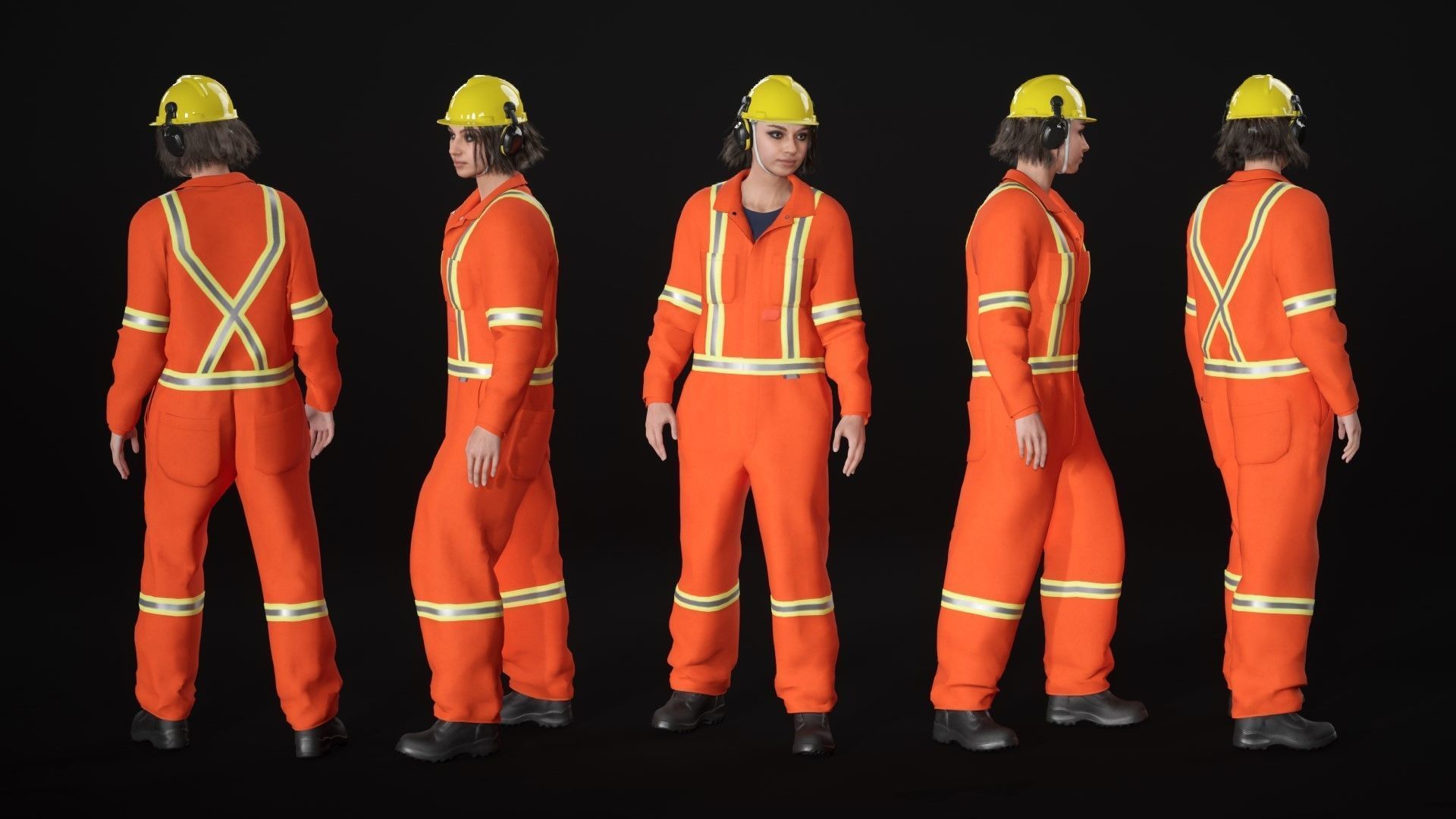 Mens and Womens Miner and Overalls Outfits 3D Model Collection_48