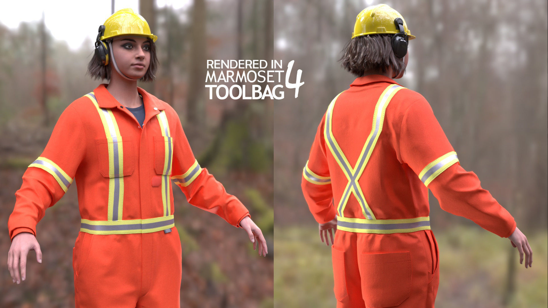 Mens and Womens Miner and Overalls Outfits 3D Model Collection_12