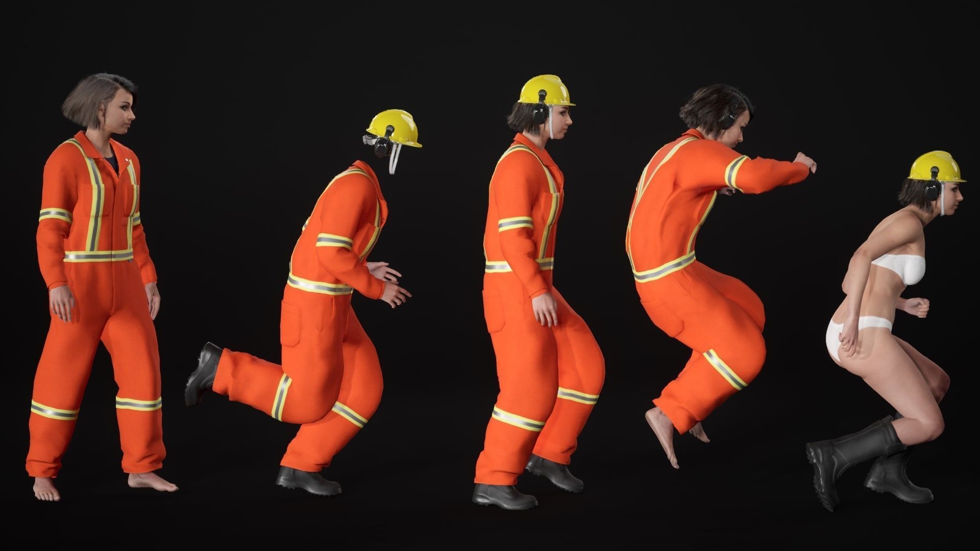 Mens and Womens Miner and Overalls Outfits 3D Model Collection_47