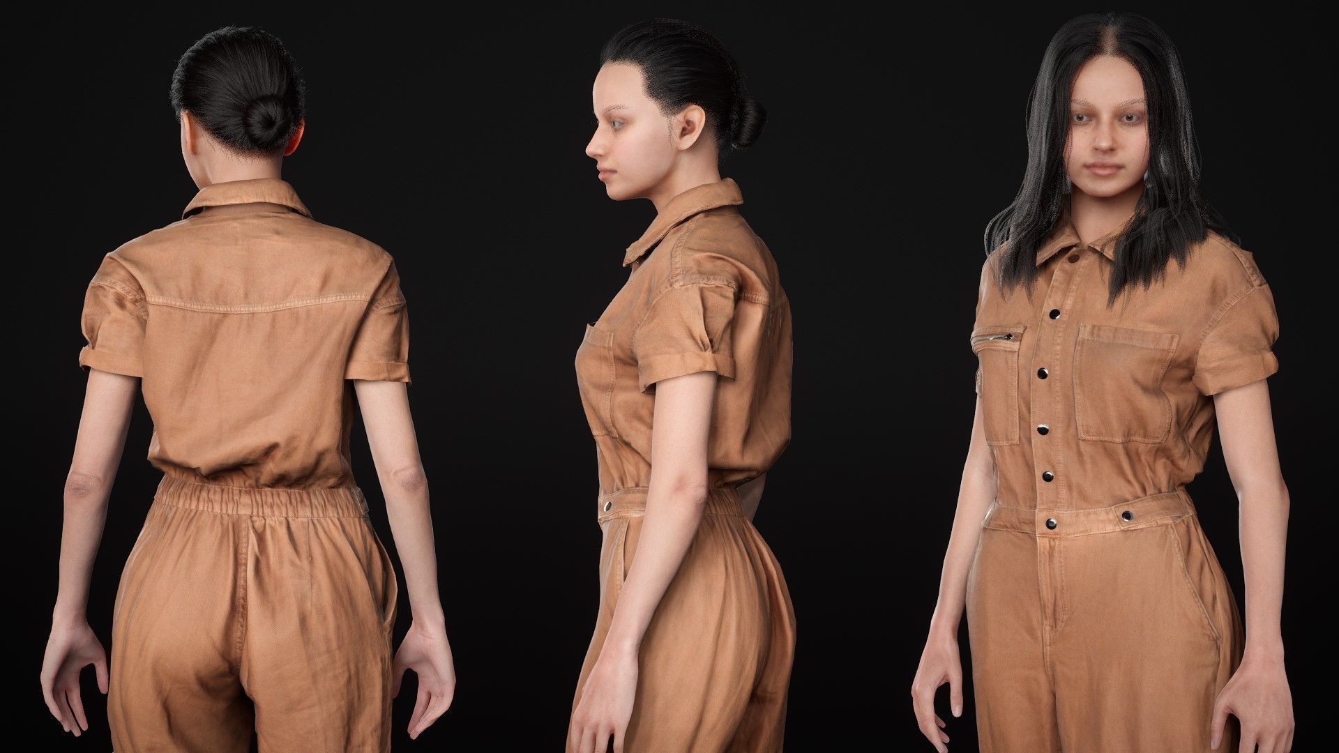 Mens and Womens Miner and Overalls Outfits 3D Model Collection_59