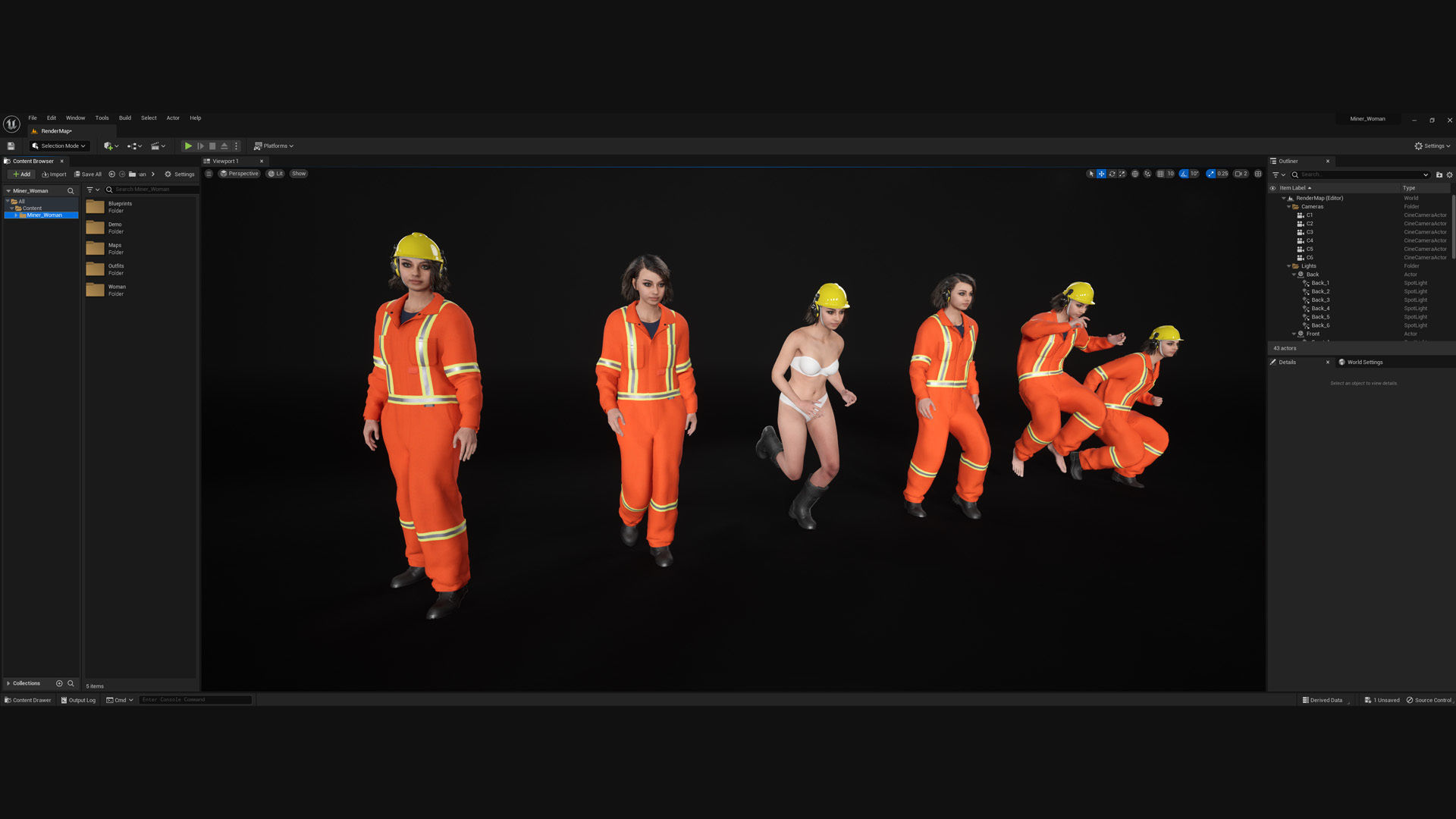 Mens and Womens Miner and Overalls Outfits 3D Model Collection_15