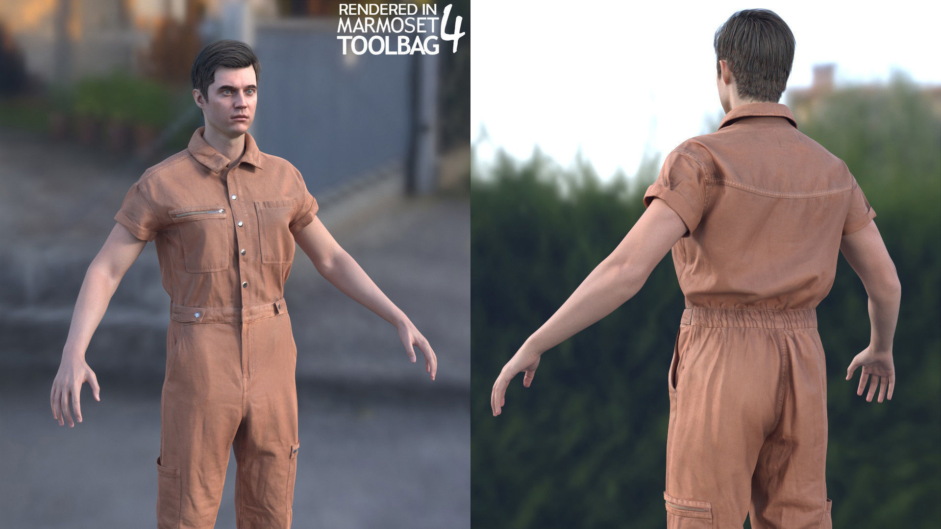 Mens and Womens Miner and Overalls Outfits 3D Model Collection_11