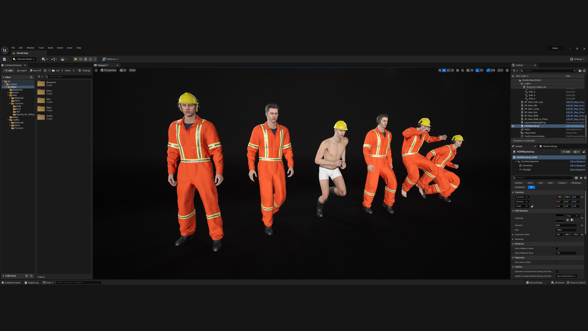 Mens and Womens Miner and Overalls Outfits 3D Model Collection_13