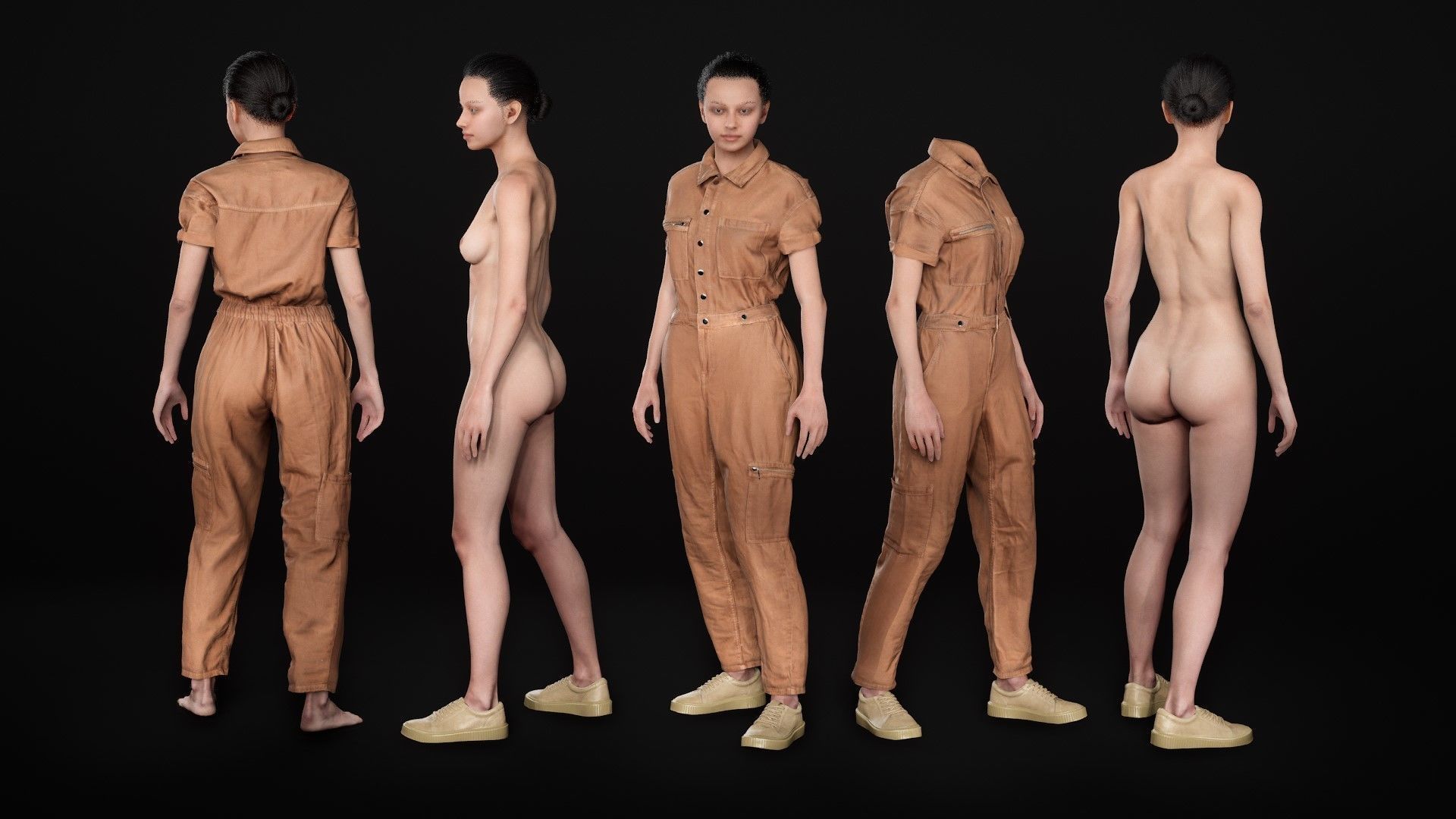 Mens and Womens Miner and Overalls Outfits 3D Model Collection_57