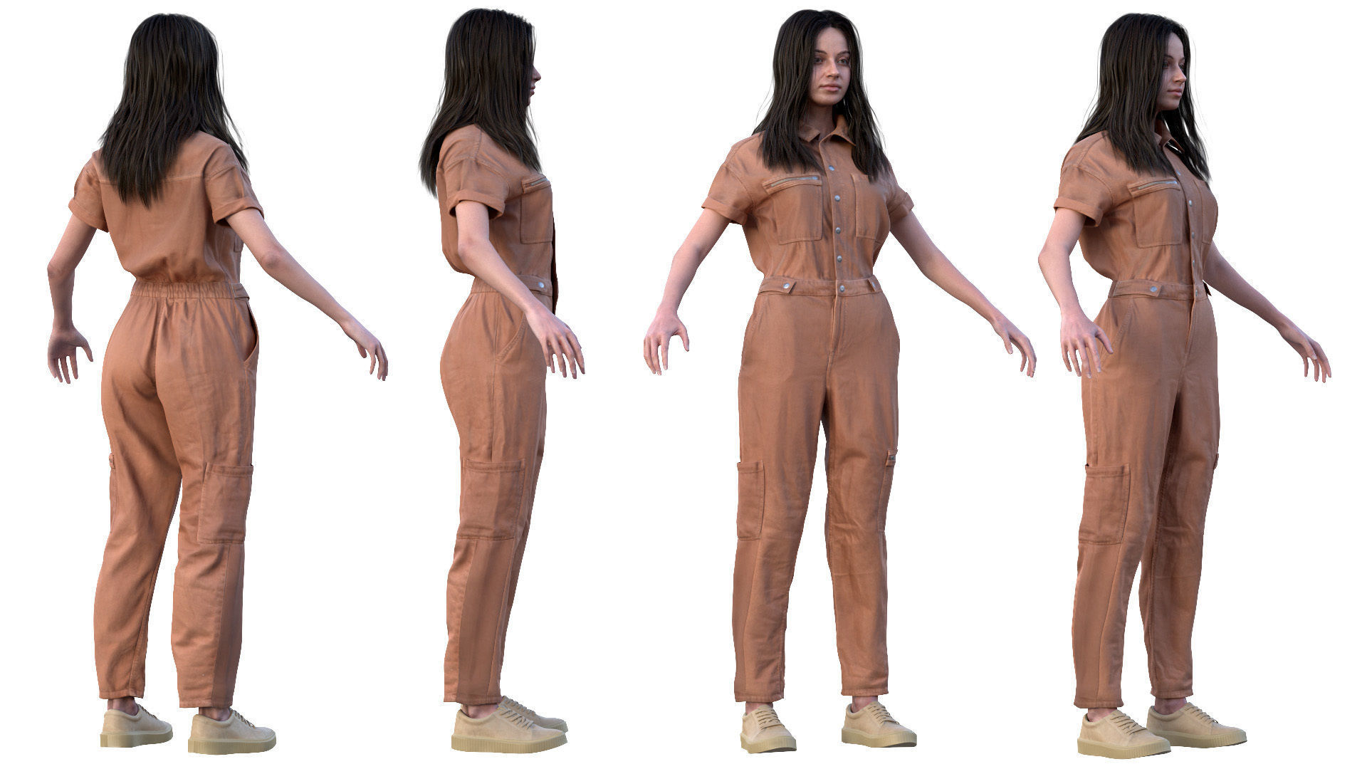Mens and Womens Miner and Overalls Outfits 3D Model Collection_17