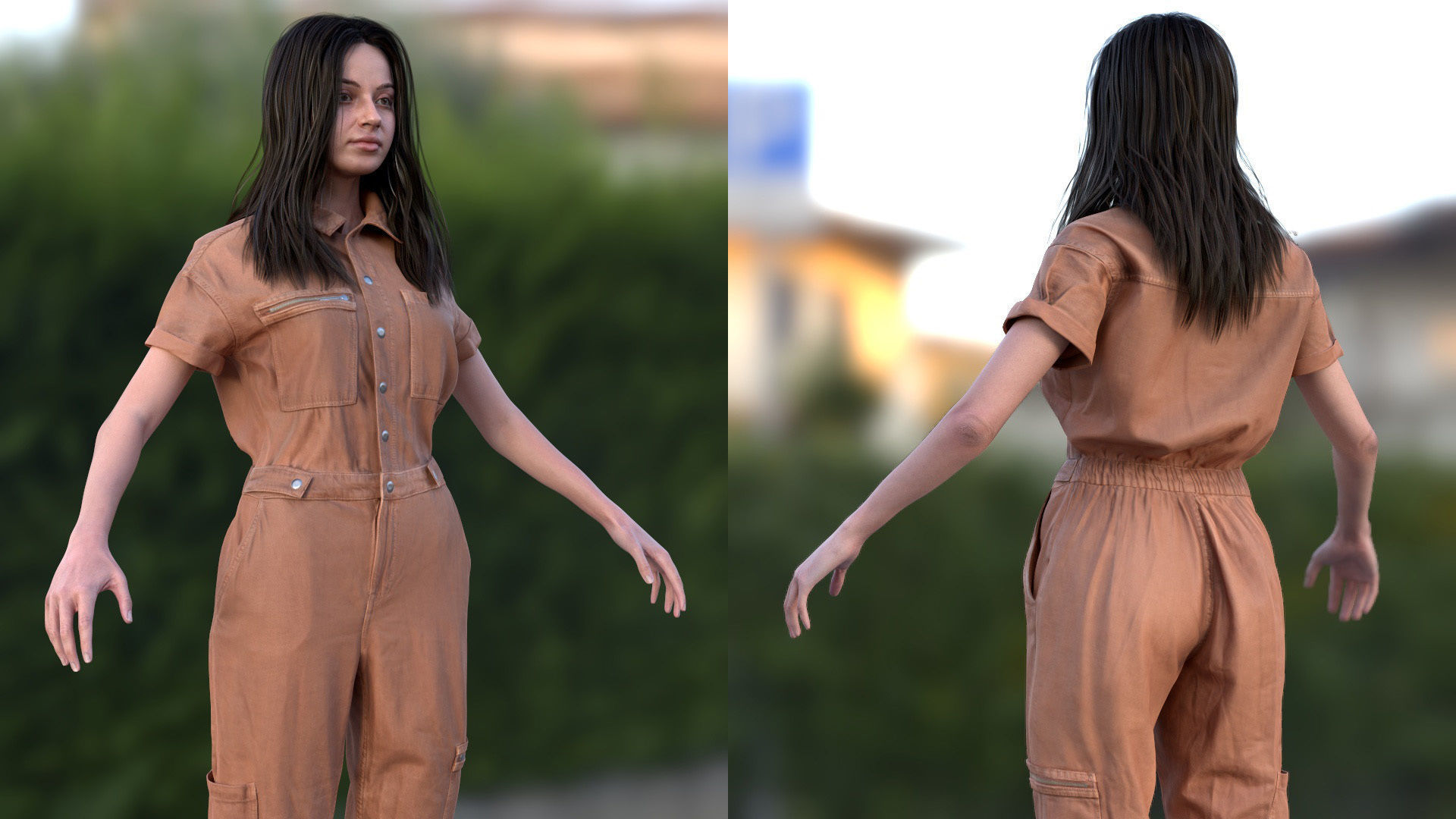 Mens and Womens Miner and Overalls Outfits 3D Model Collection_10