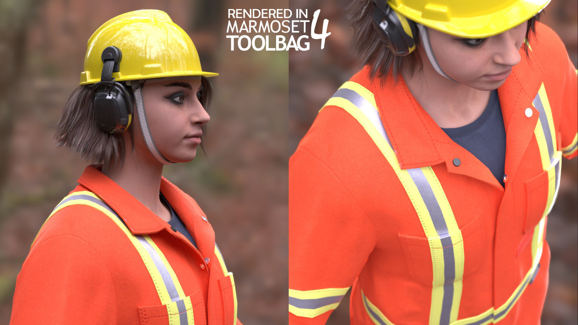 Mens and Womens Miner and Overalls Outfits 3D Model Collection_37