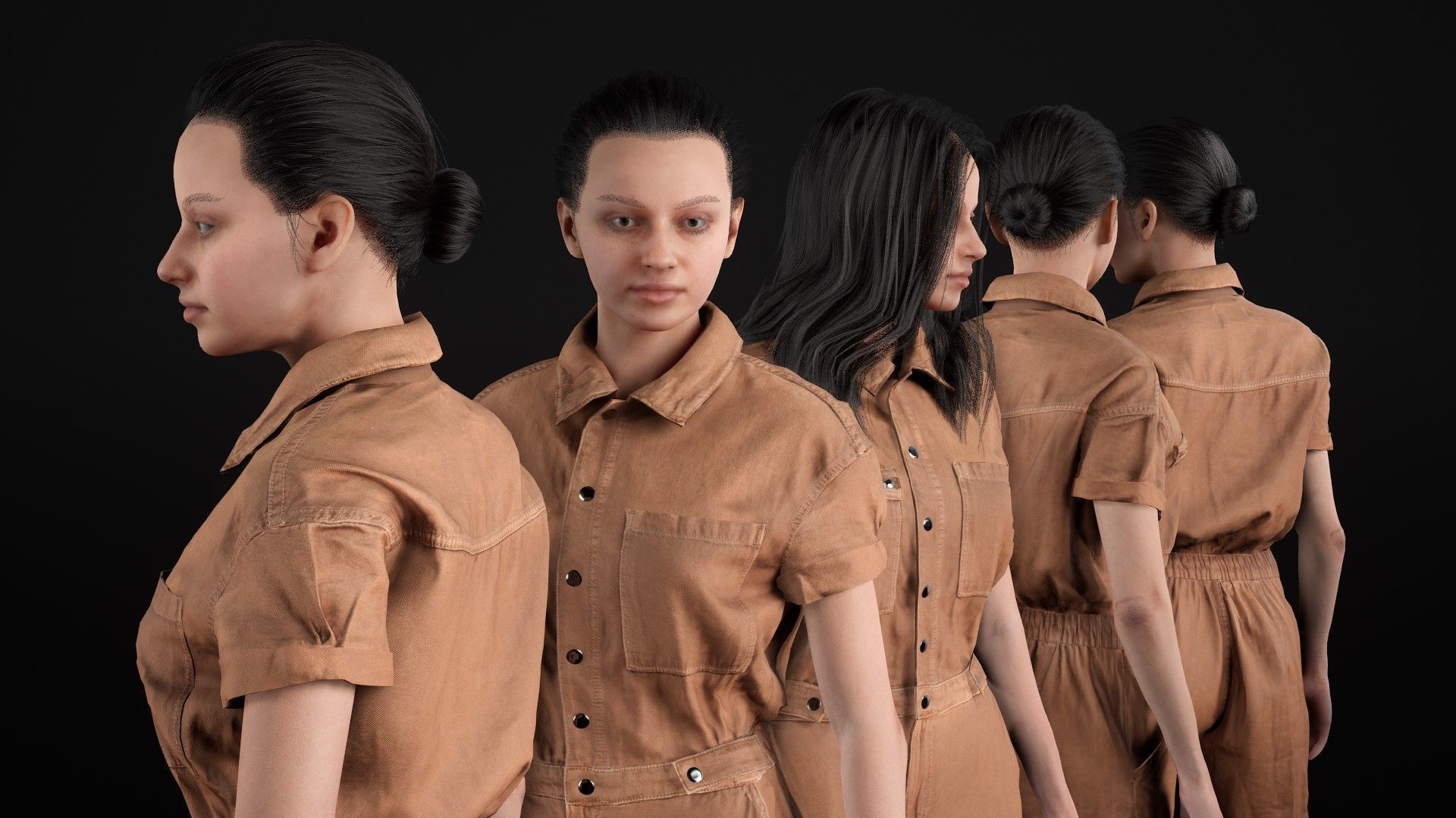 Mens and Womens Miner and Overalls Outfits 3D Model Collection_58