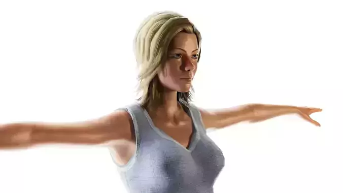 High Quality Casual Women 3D Model with Sneakers