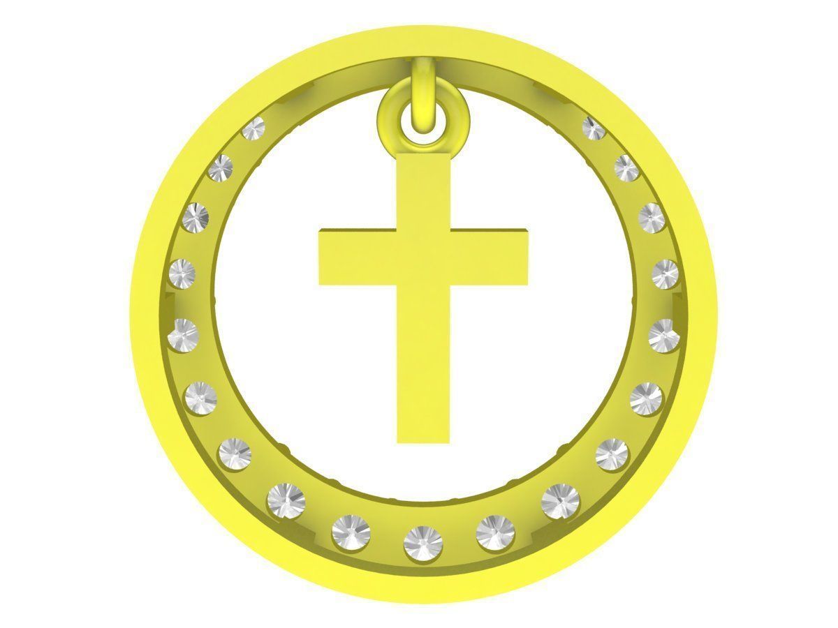 6719 Diamond Cross Pendant 3D print model_4