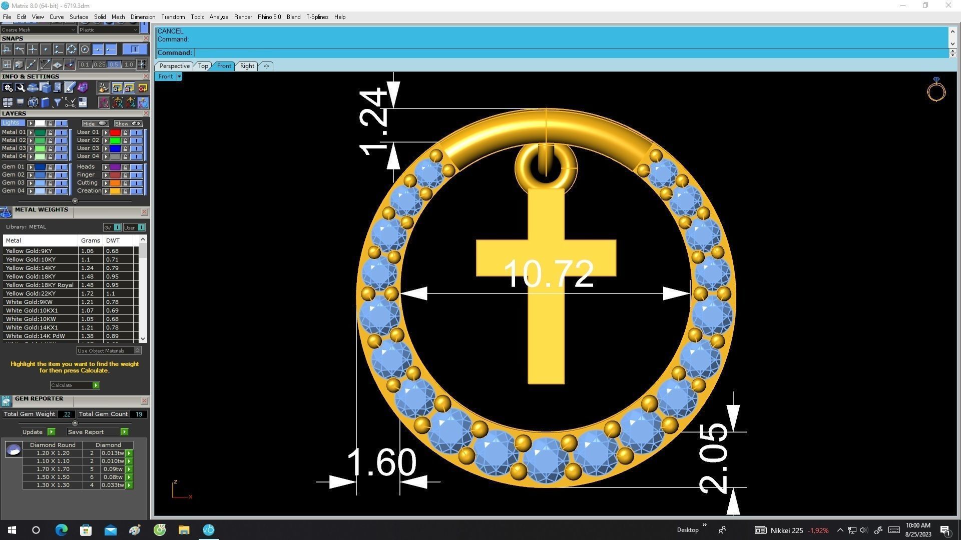 6719 Diamond Cross Pendant 3D print model_6