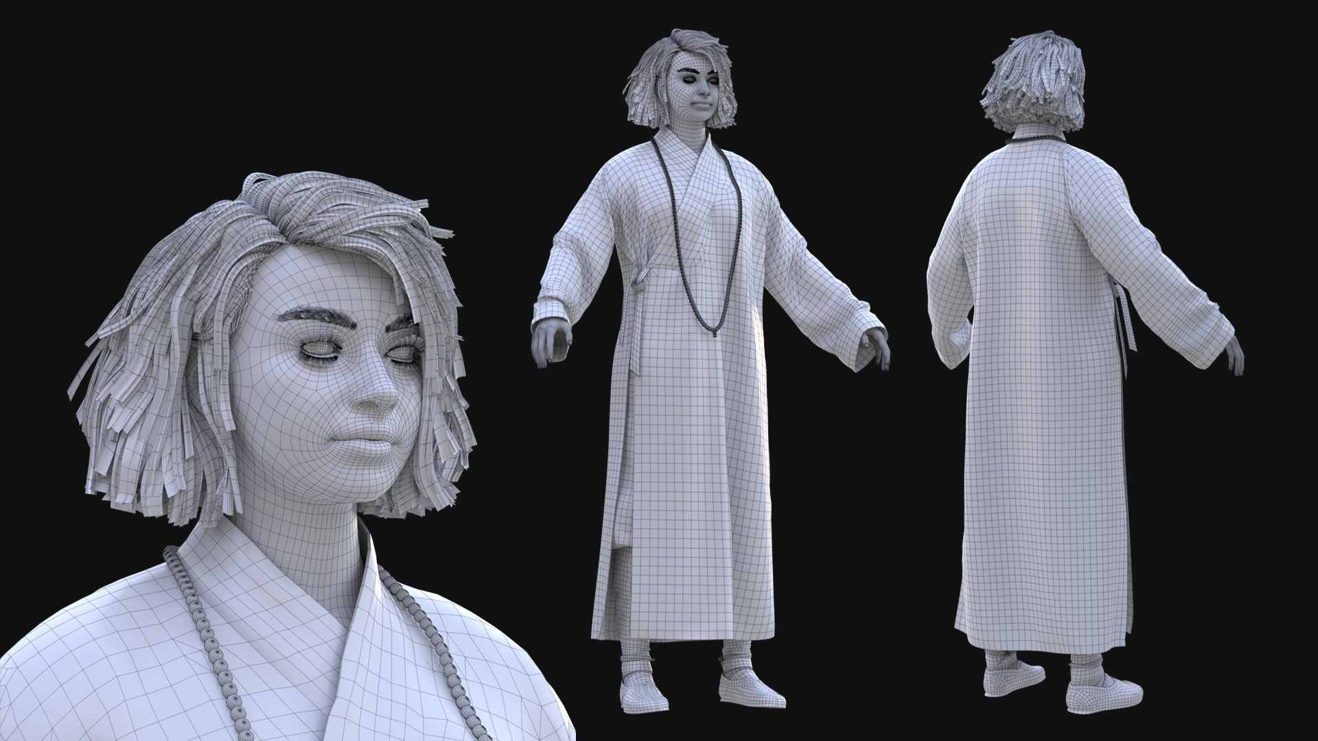 Mens and Womens Martial outfits 3D Model Collection_30