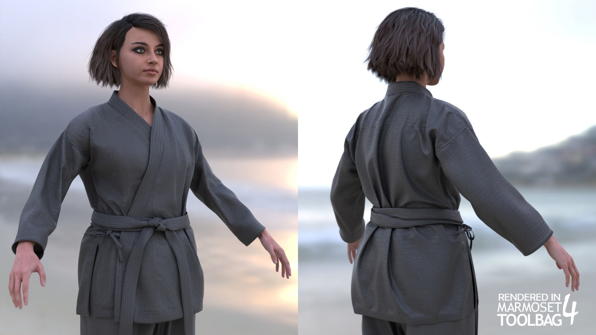 Mens and Womens Martial outfits 3D Model Collection_9