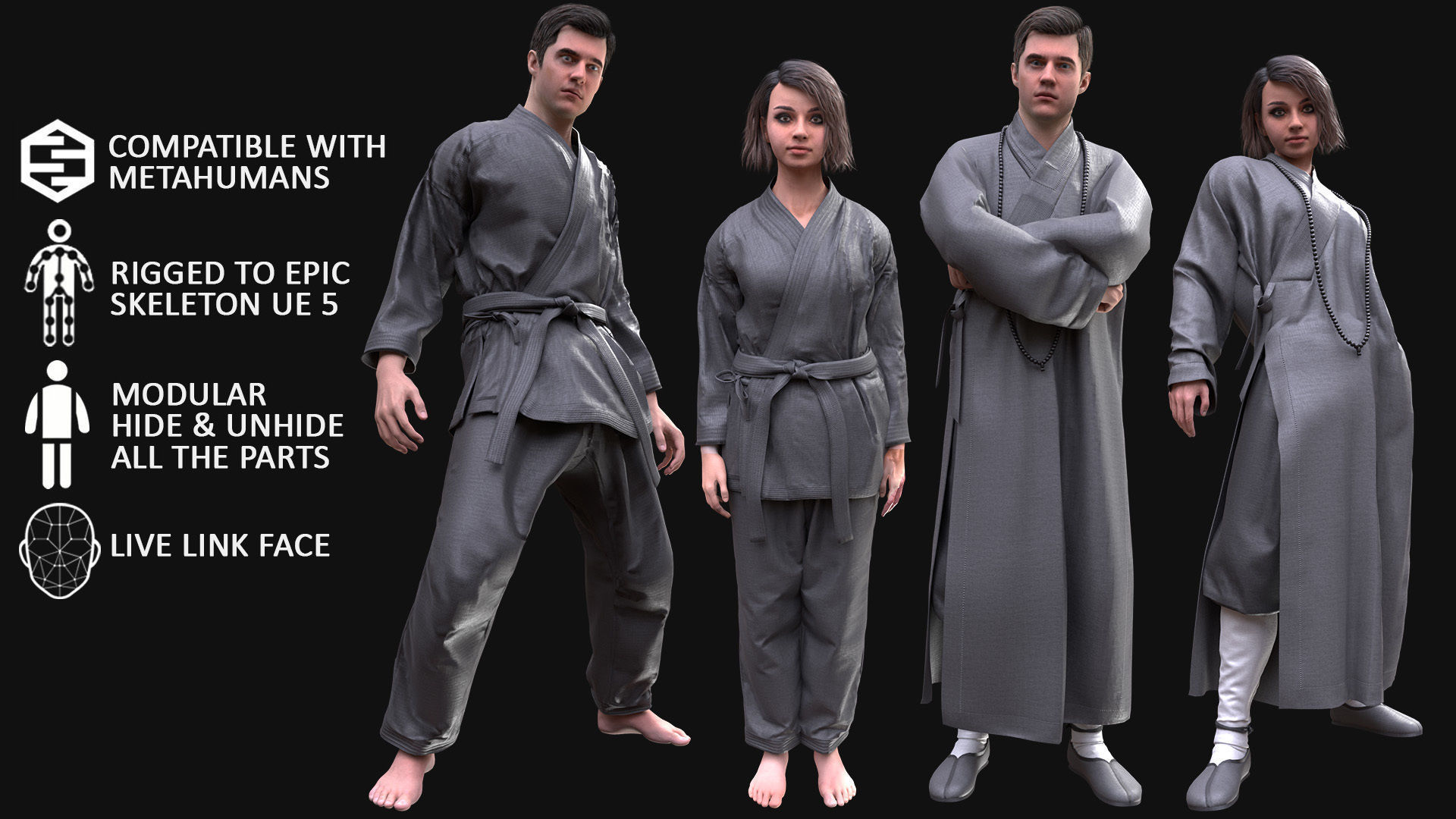 Mens and Womens Martial outfits 3D Model Collection_7