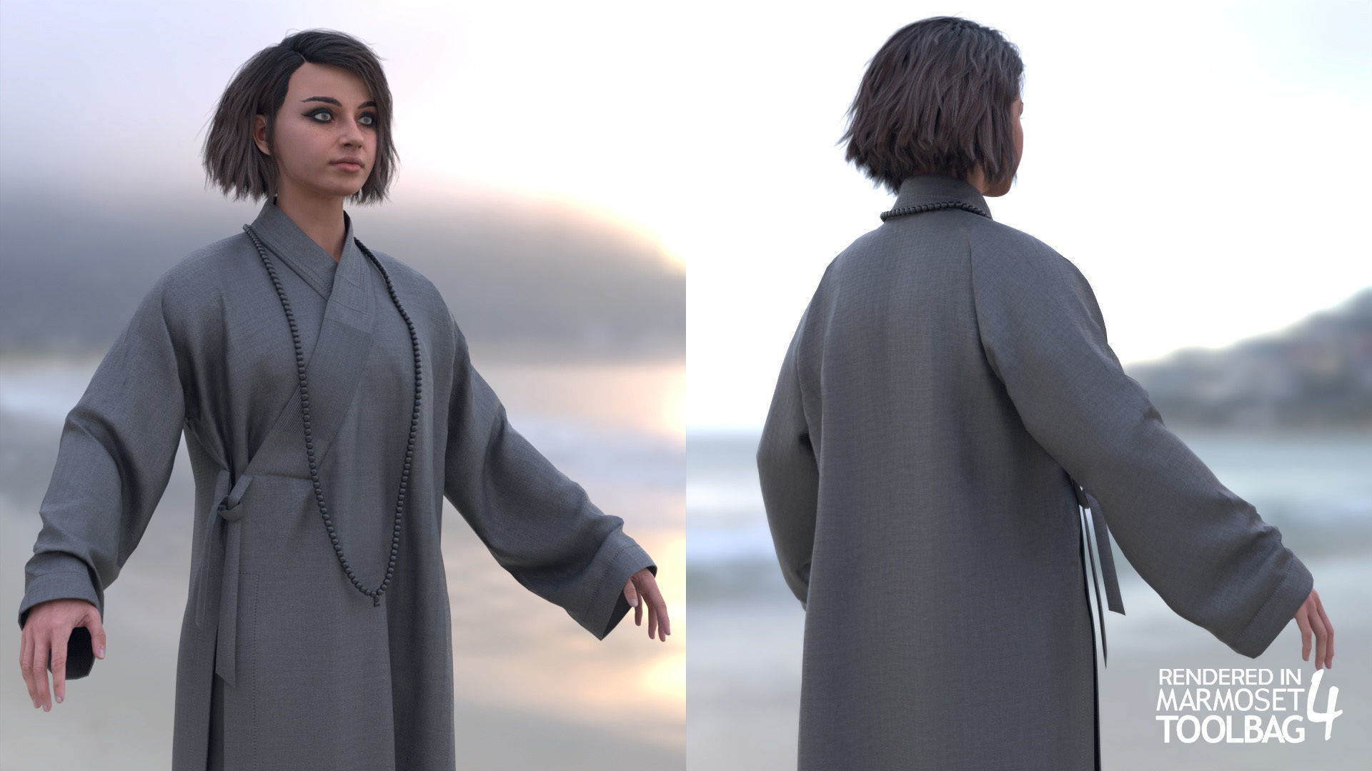 Mens and Womens Martial outfits 3D Model Collection_11