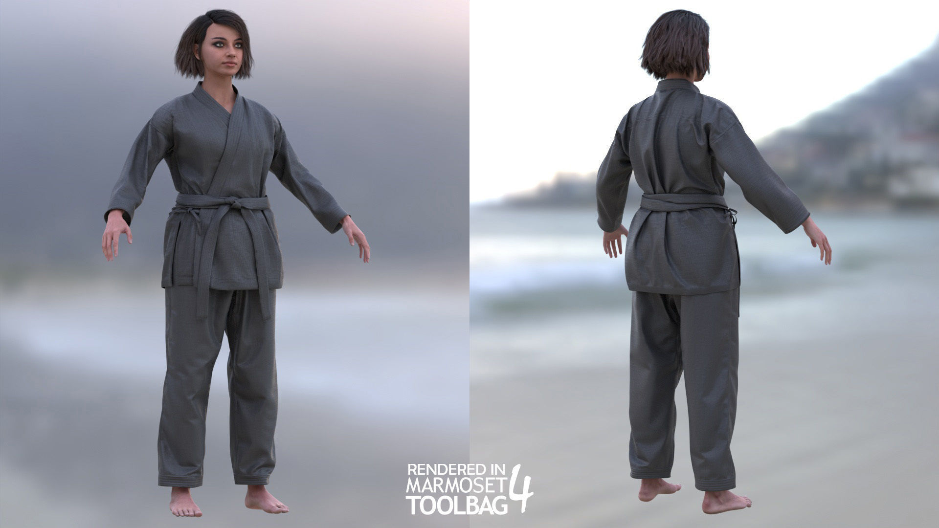 Mens and Womens Martial outfits 3D Model Collection_17