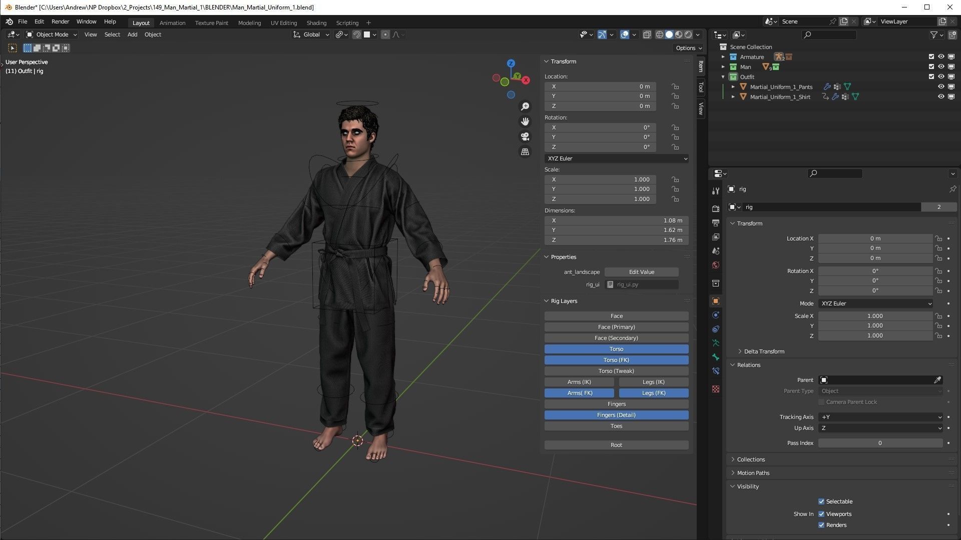 Mens and Womens Martial outfits 3D Model Collection_20