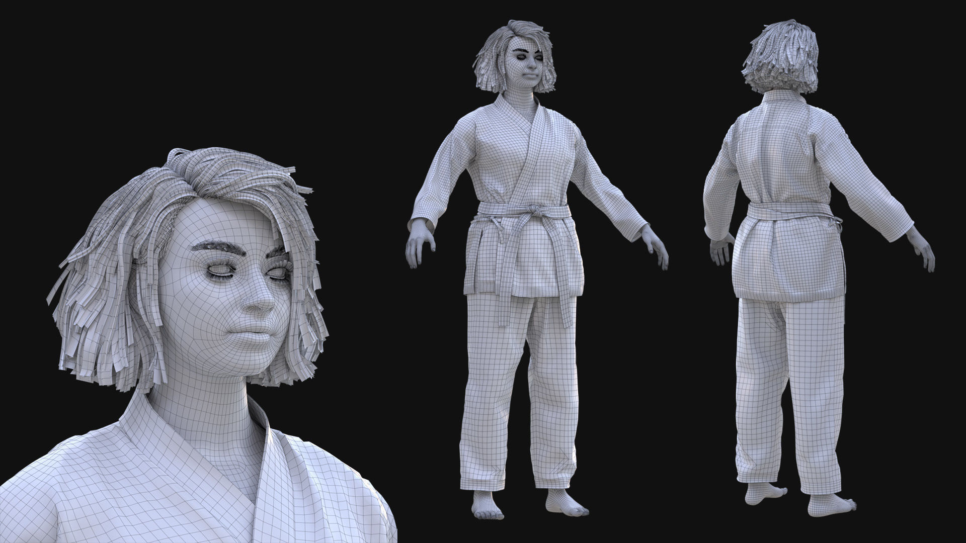 Mens and Womens Martial outfits 3D Model Collection_32