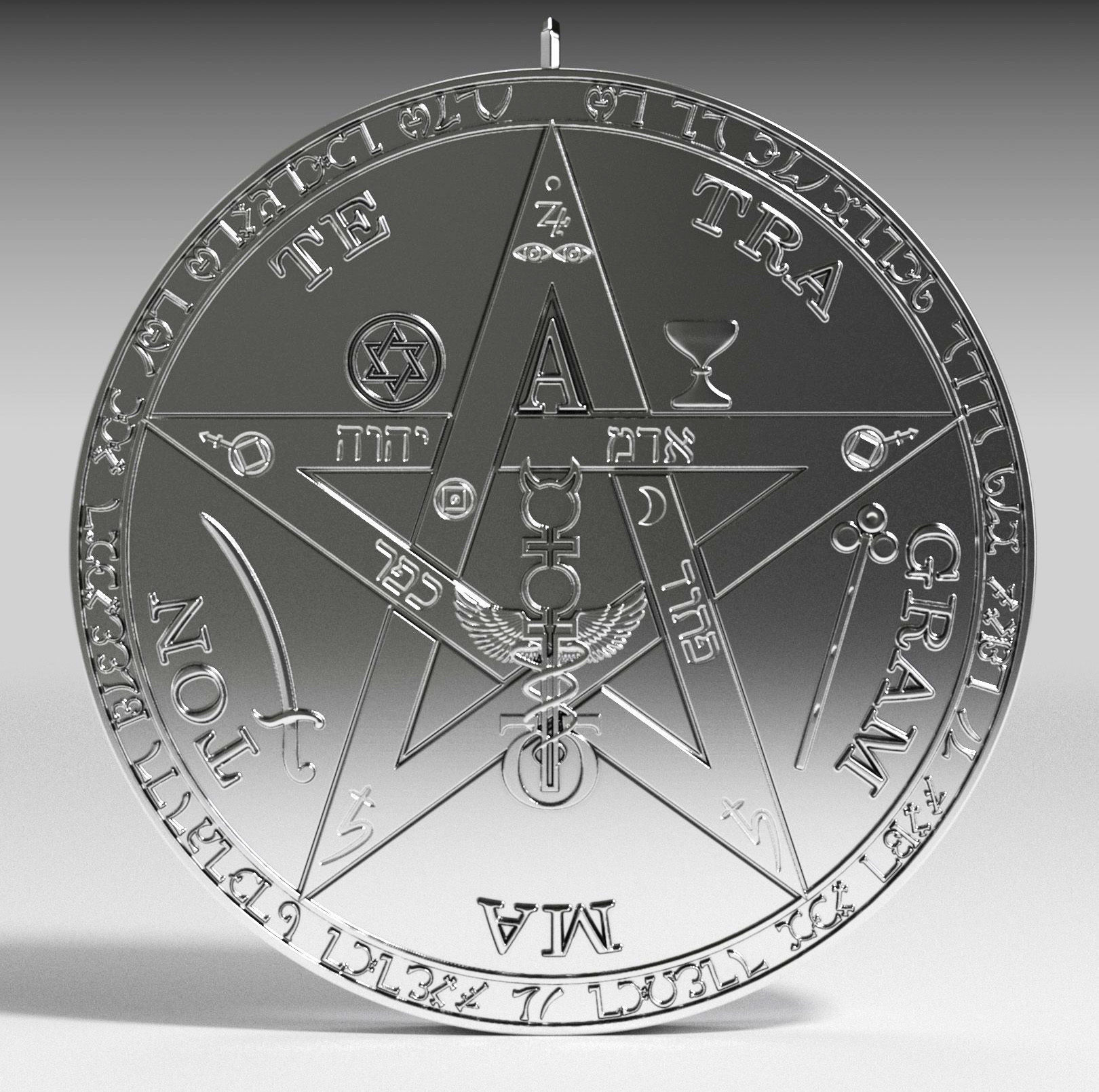 Tetragrammaton Amulet 3D print model_3