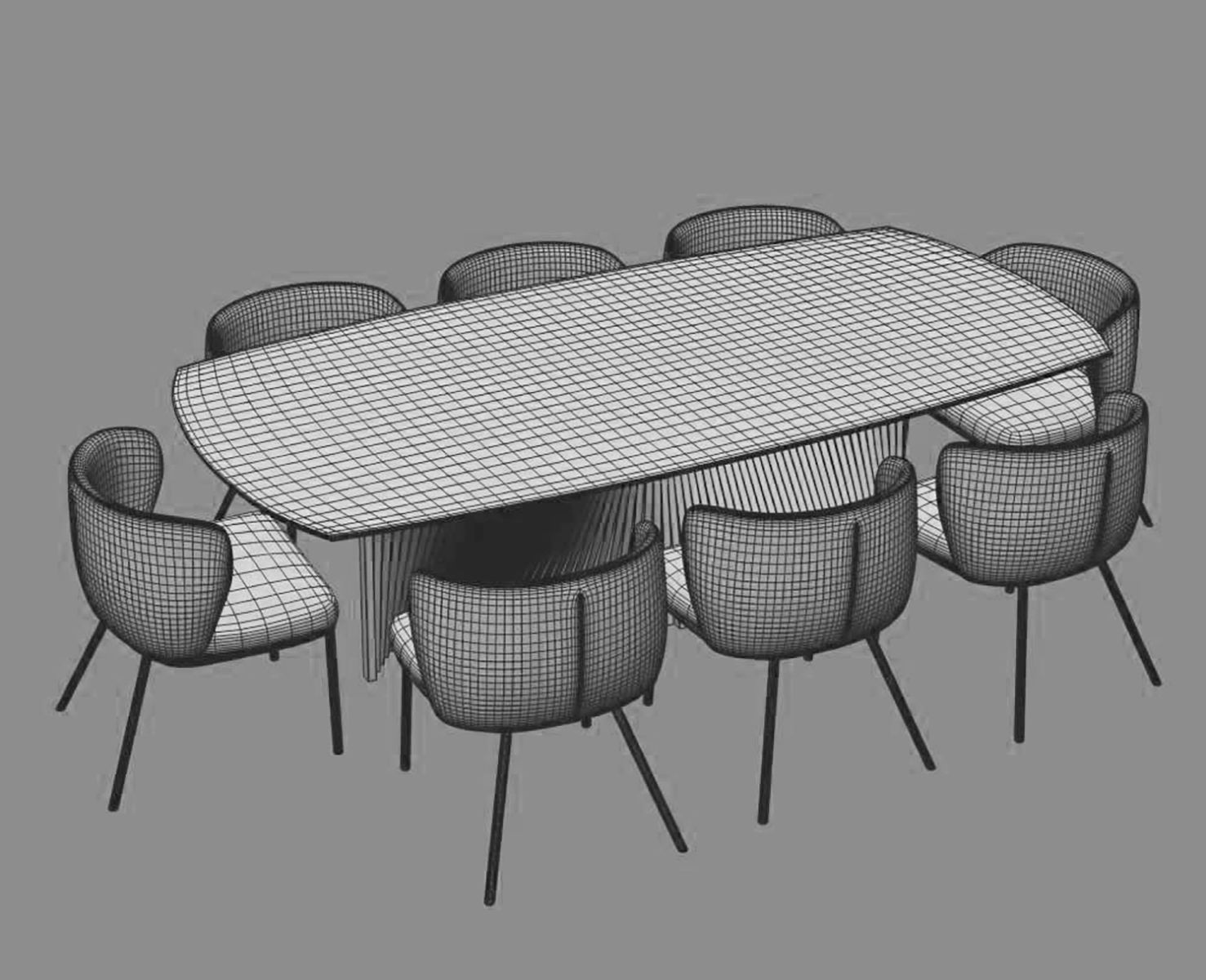 Orbit Dining table Natisa and Ciselia chair 3D model_1