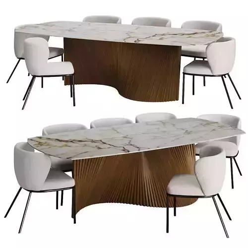 Orbit Dining table Natisa and Ciselia chair 3D model