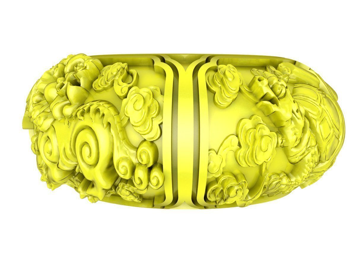 6729 Four Spirits Dragon Unicorn Turtle Phoneix Men Ring  3D print model_2