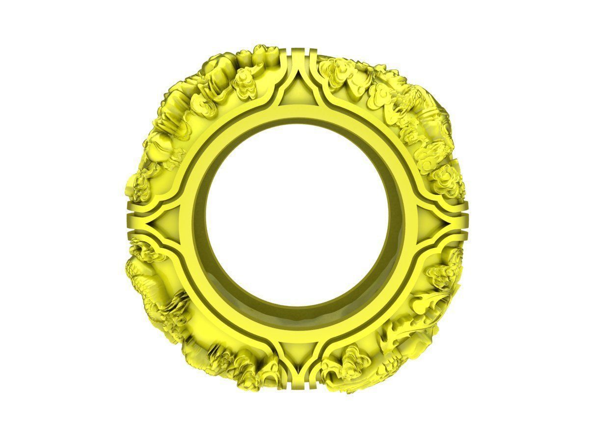 6729 Four Spirits Dragon Unicorn Turtle Phoneix Men Ring  3D print model_3