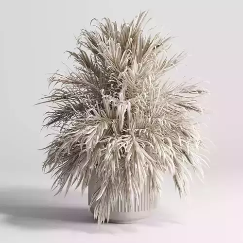 dried palm tree in dirty concrete vase - bouquet set 39