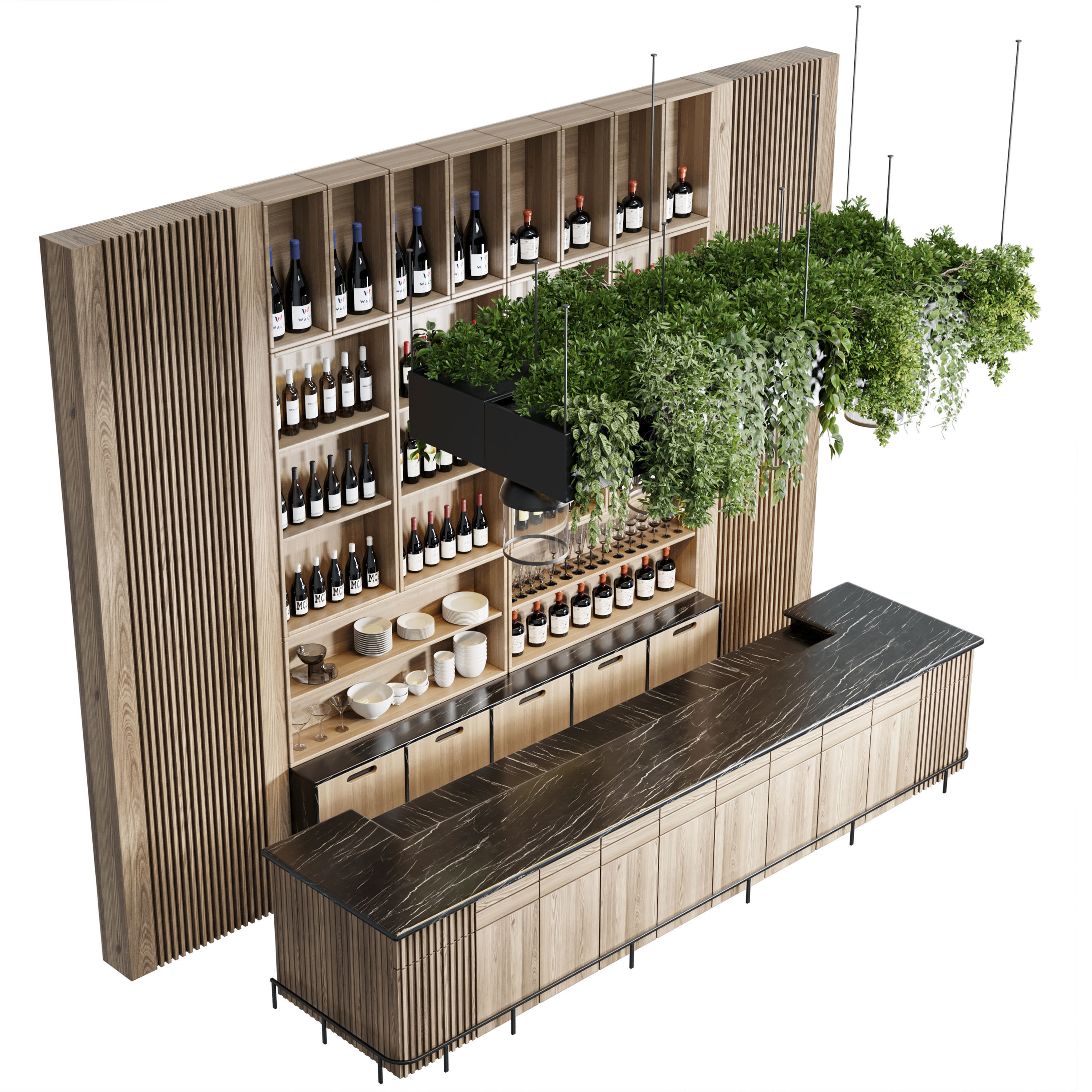 Reception Desk for Restaurant and Caffe with cabinet Low-poly 3D model_2