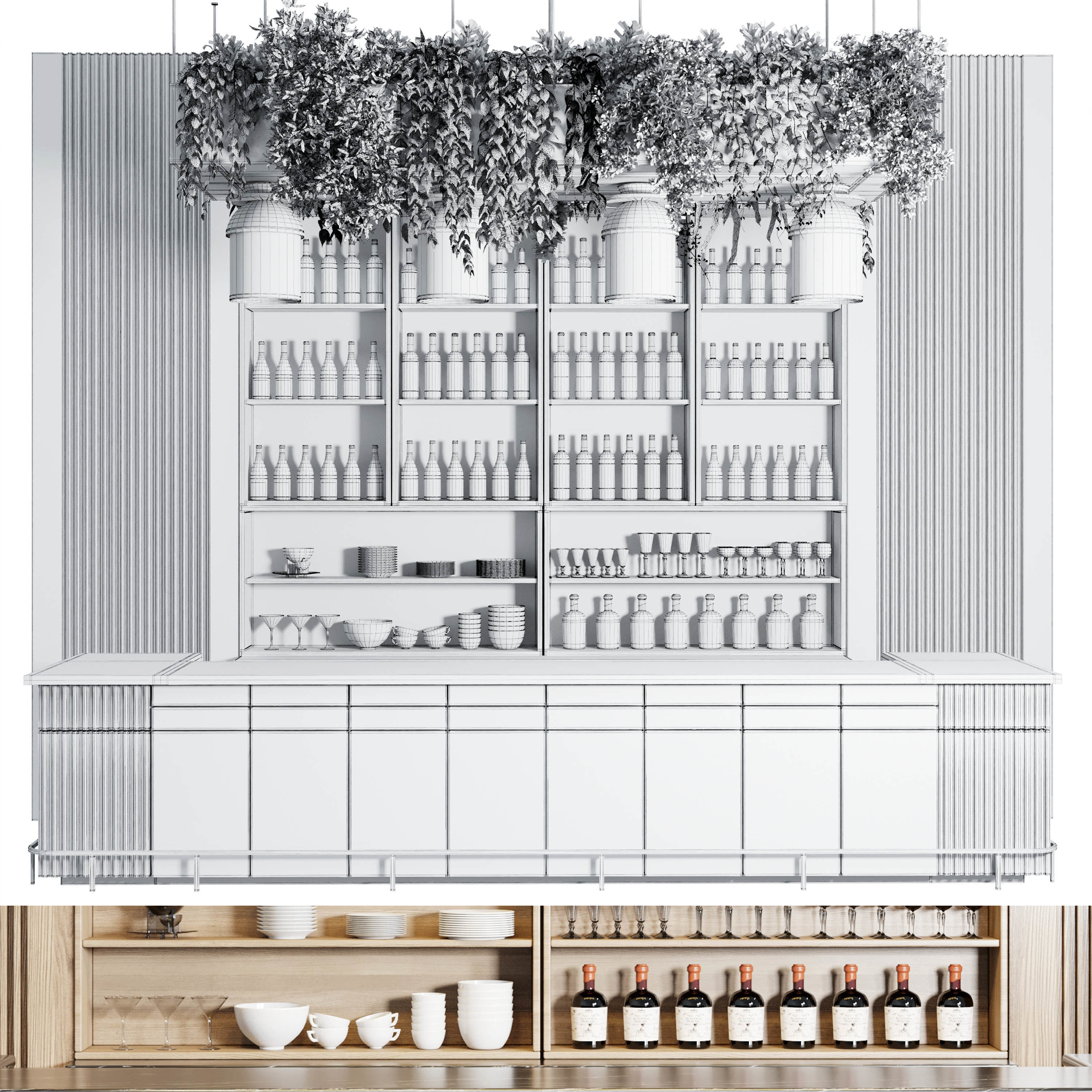 Reception Desk for Restaurant and Caffe with cabinet Low-poly 3D model_6