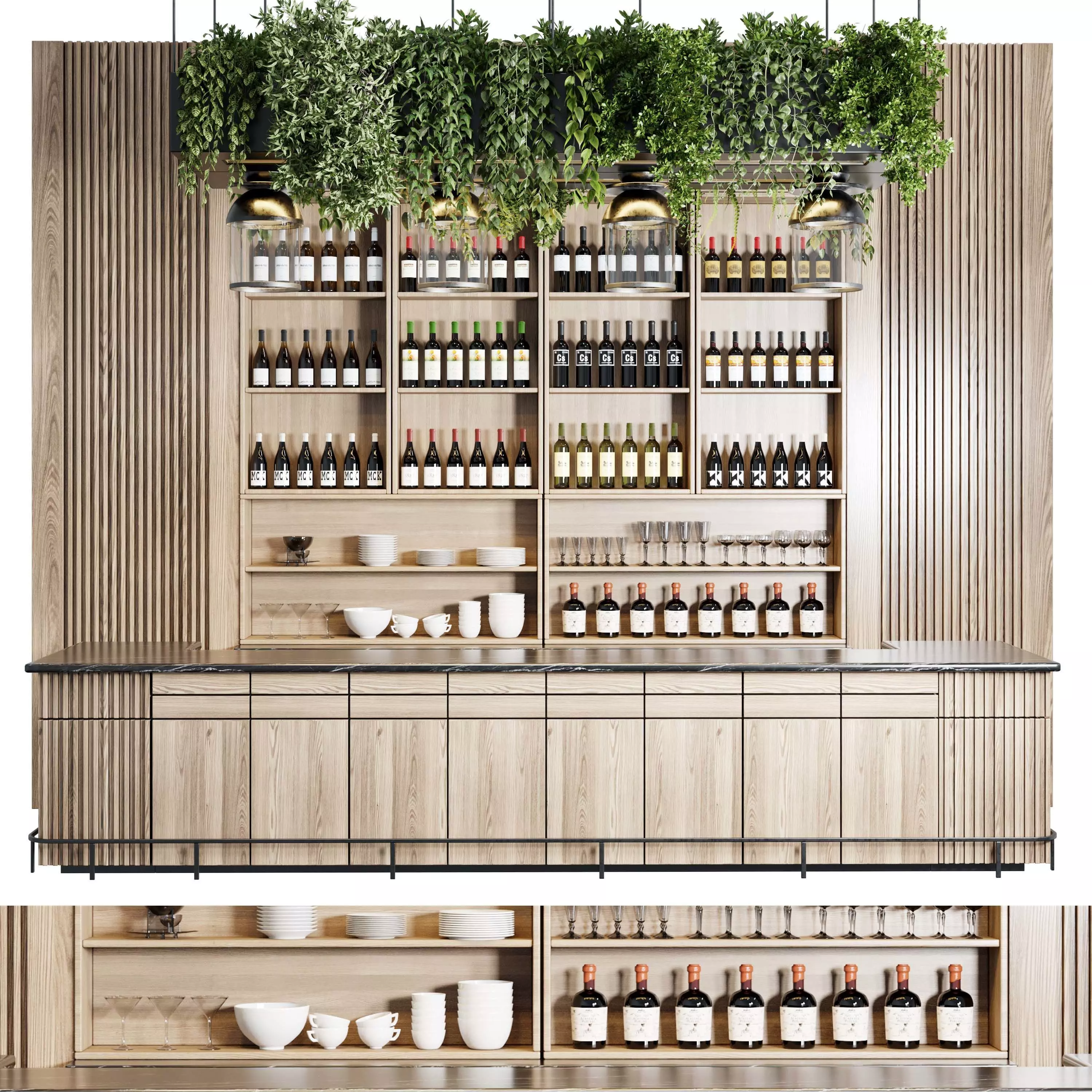 Reception Desk for Restaurant and Caffe with cabinet Low-poly 3D model_0