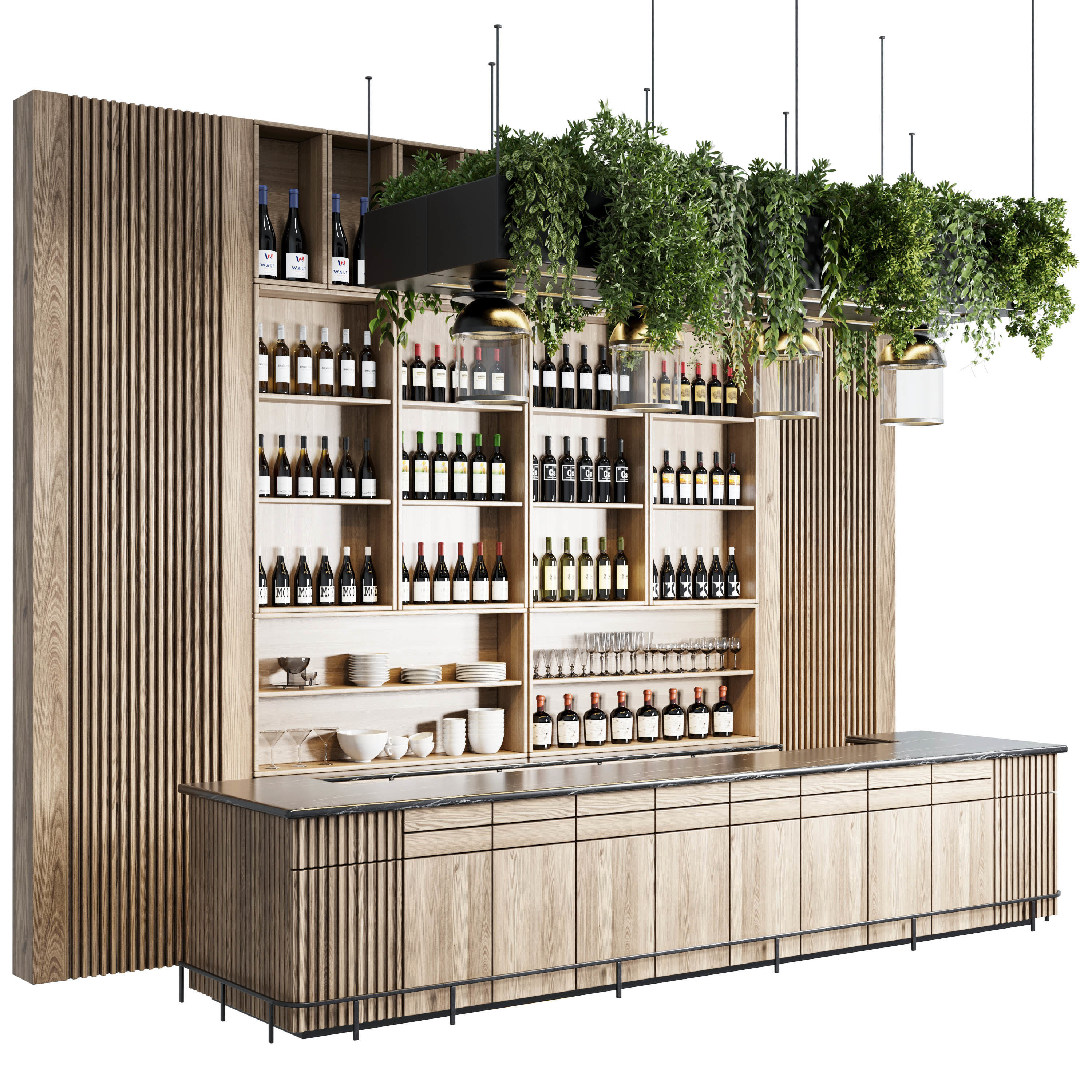 Reception Desk for Restaurant and Caffe with cabinet Low-poly 3D model_1