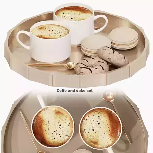 Coffe and cake set 3D model