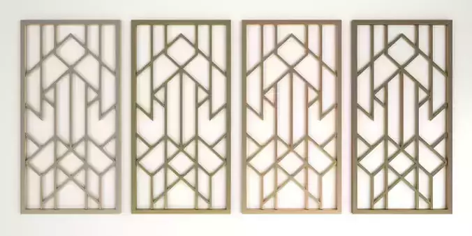 Decorative gold plaster partition screen with geometric pattern
