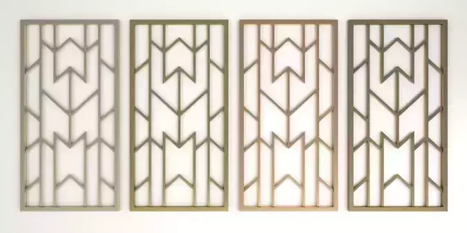 Decorative gold plaster partition screen with geometric pattern