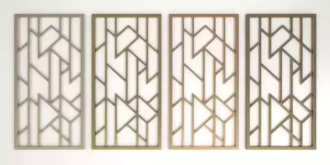Decorative gold plaster partition screen with geometric pattern