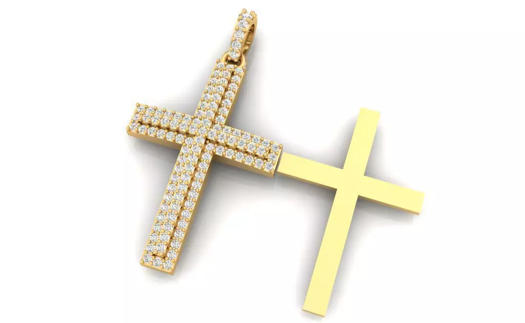 Cross diamond pendant  3D print model_0