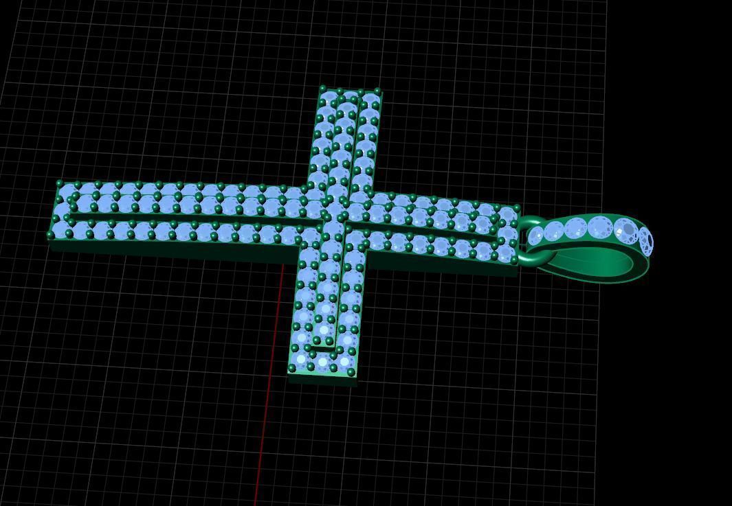 Cross diamond pendant  3D print model_2