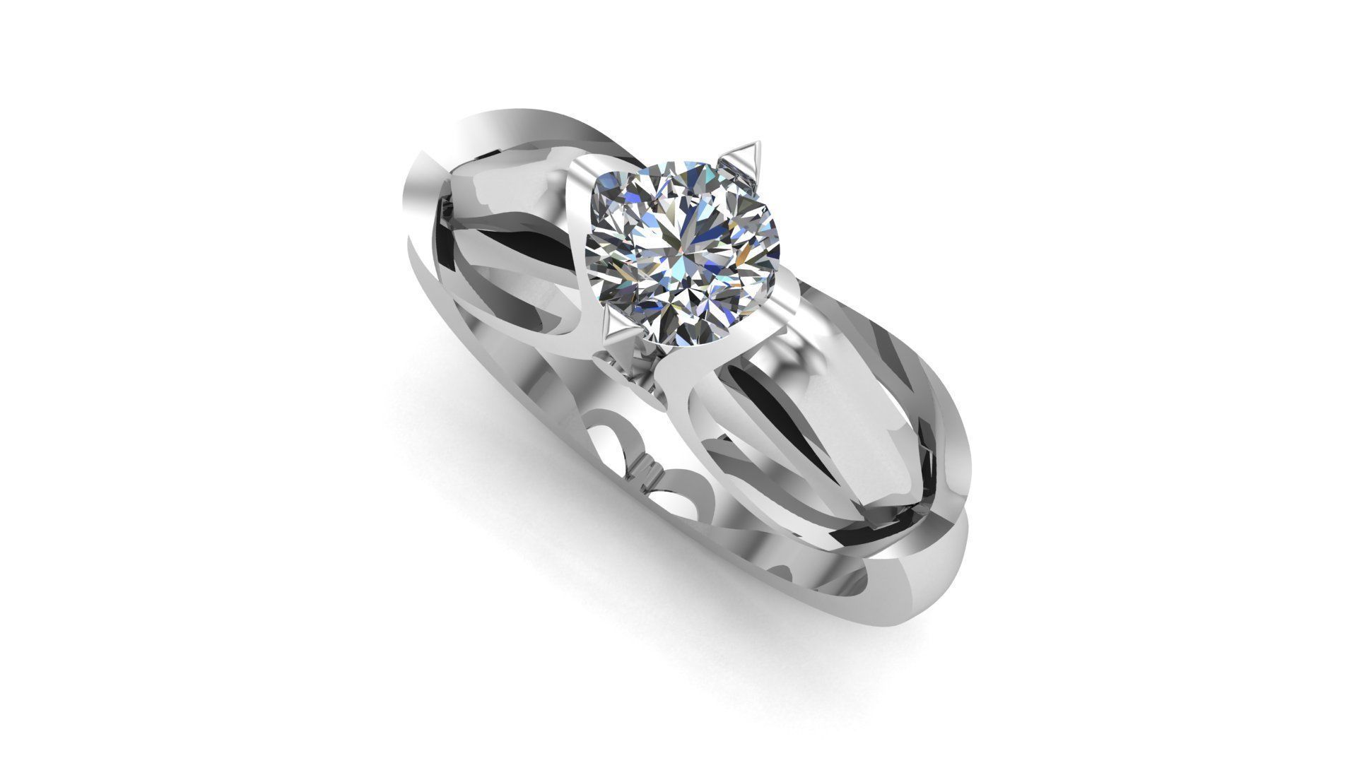 Solitaire Ring A13 3D print model_8