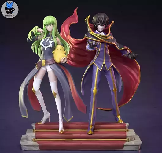 Lelouch and CC - Code Geass Anime Figurine for 3D printing 3D print model