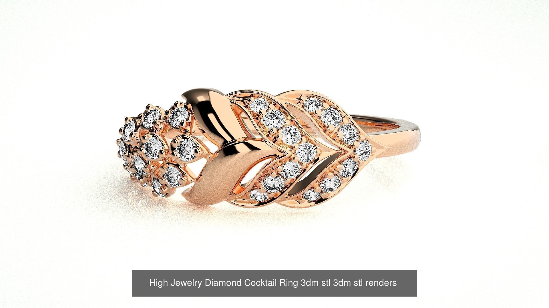 143 High Jewelry Diamond Italian Cocktail Rings 3dm stl renders 3D Model Collection_32