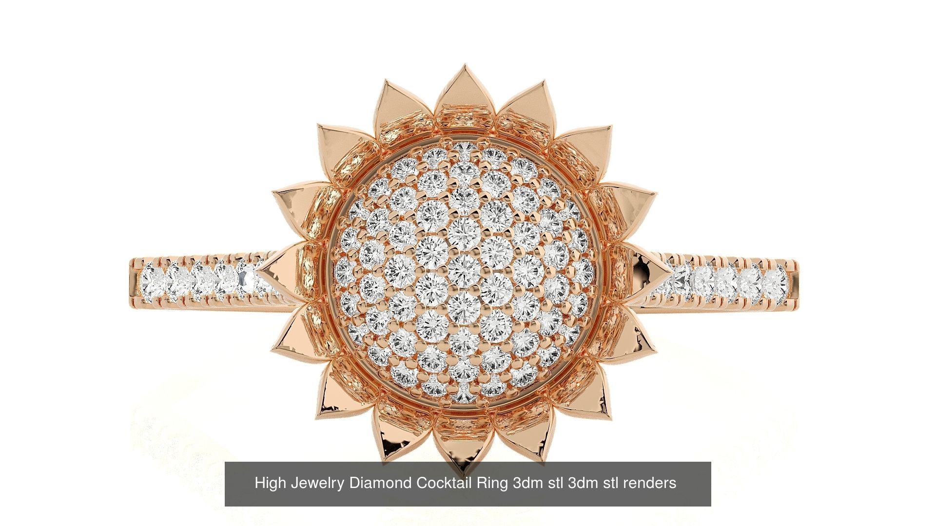 143 High Jewelry Diamond Italian Cocktail Rings 3dm stl renders 3D Model Collection_70